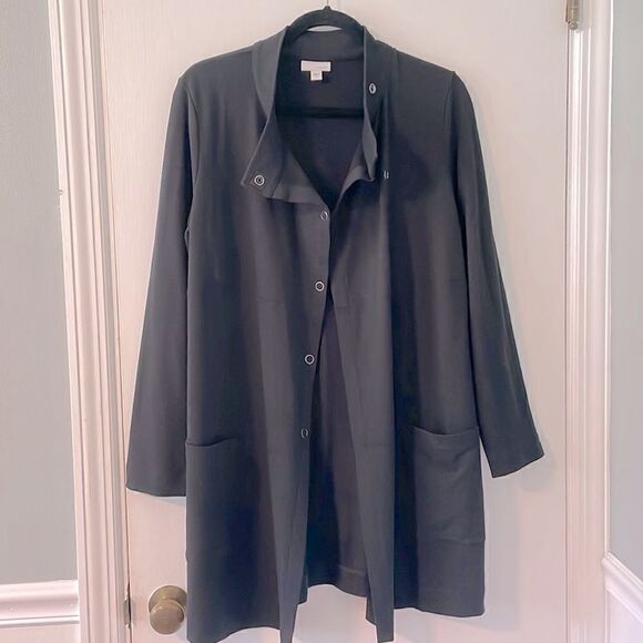 J. Jill Pure Jill black snap front soft jacket in refined French terry size S - Picture 2 of 7